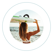 young women rehab surfing